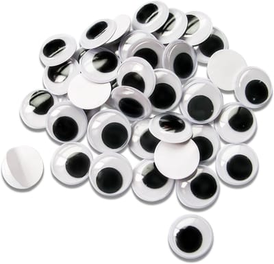 Wiggle Googly Eyes 5-35mm met Plakstrip voor DIY Scrapbooking en Creatieve Knutselprojecten - 30mm Wit