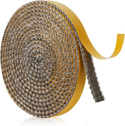 Zelfklevende Sealing Tape voor Kachels - 3m × 10mm × 3mm - Glasvezel Afdichtingstape - Hittebestendig tot 550°C - Schoorsteenafdichtingen - Afdichting voor Open Haarden - Voor Houtkachel, Open Haard en Kookplaat