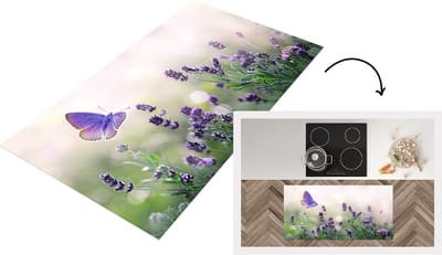 Keukenloper - Loper keuken - Bloemen - Vlinder - Lavendel - Zomer - 120x60 cm - Keukenloper vinyl