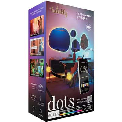 Twinkly Dots - 60 App-controlled RGB LEDs. 3 Meters. Black Wire. USB-powered.