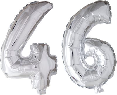 Folieballon 46 jaar Zilver 66cm