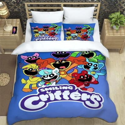 3D-print Anime Lachende Dieren CATNAP DOGDAY Beddengoedset Gloednieuwe Coole Anime Quilthoes Kussensloop Leuke Cartoon Kinderen Cadeau US King 264x228cm