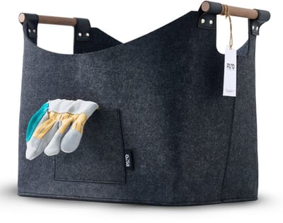 PyroProducts Opbergmand van Vilt - Houtmand voor Haardhout, Dekens & Speelgoed - Wasmand - 60 liter - Antraciet