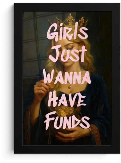 Poster in lijst - Fotolijst 20x30 cm - Posters - Kroon - Vrouw - Jurk - Opvallend - Posterlijst zwart - Decoratie - Wanddecoratie woonkamer - Muurdecoratie slaapkamer