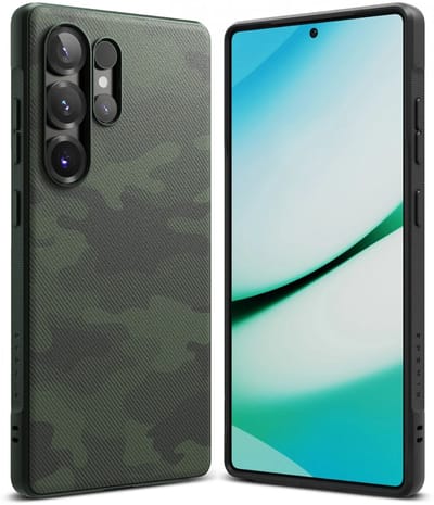 Ringke Onyx | Hoesje Geschikt voor Samsung Galaxy S25 Ultra | Back Cover Flexibel TPU | Militaire Standaard | Design Camo Groen