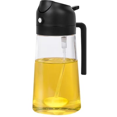 Pulvérisateur d'huile en plastique 2 en 1 500 ml, distributeur d'huile pour barbecue, pique-nique, cuisson, poêle à air, four, camping, cuisine black