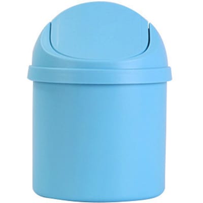 Mini Desktop Prullenbak PP Compact Intiem Dekselontwerp Prullenbak voor Thuis Keuken Bureau Slaapkamer blue