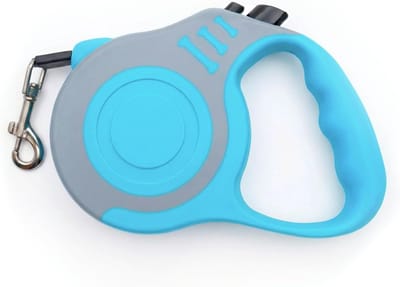 Rollijn hondenriem 5 m - uitrolbare hondenriem met anti-slip handgreep - eenvoudig te bedienen remknop - blauw