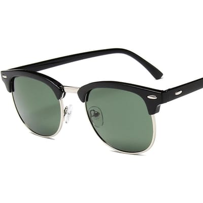 Gepolariseerde zonnebril voor heren en dames Semi-randloos Designer Oog Zonnebril Klassieke Stijl UV400 Bescherming As Picture black