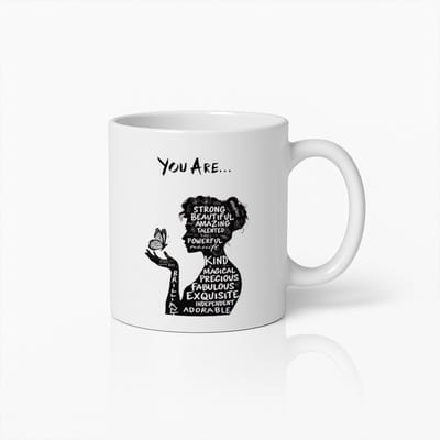 Mok met Inspirerende Woorden en Silhouet – Koffiebeker met Motiverende Tekst voor Vrouwen