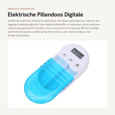 Dailygoods - Elektrische Pillendoos - Digitale Pillenkoffer - Alarmherinnering - Reisdispenser - Pills Organizer - Handig voor dagelijks gebruik - Com...