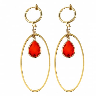 Klem oorbellen- Montana- goudkeurig -rood-geen gaatje-Charme Bijoux