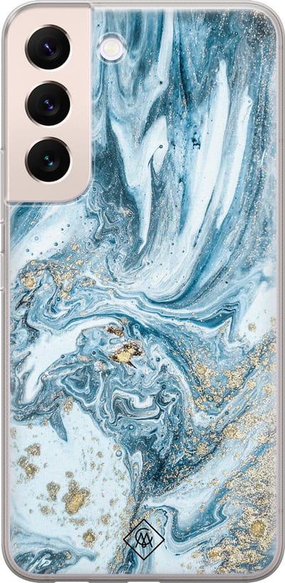 Casimoda® hoesje - Geschikt voor Samsung S22 Plus - Marble Sea - Backcover - Siliconen/TPU - Blauw