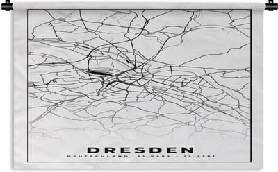 Wandkleed - Wanddoek - Plattegrond - Dresden - Kaart - Stadskaart - 180x120 cm - Wandtapijt