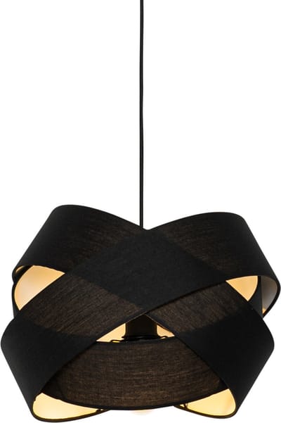 QAZQA cloth - Moderne Hanglamp - 1 lichts - Ø 38 cm - Zwart - Woonkamer | Slaapkamer | Keuken