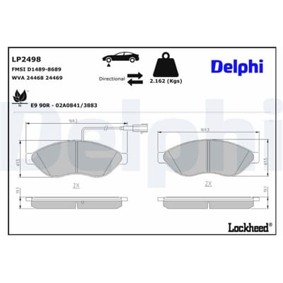 Remblokset DELPHI LP2498, voor