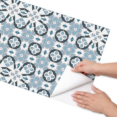 Coloray Meubel Wrap Folie - Blauw Meubelfolie - 50x100 cm - Decoratiefolie Zelfklevend Geometrische elegantie - Meubelfolie Zelfklevend - Geometrische Meubelfolie - Wrapfolie Keuken - Wanddecoratie - Achtergronden en patronen