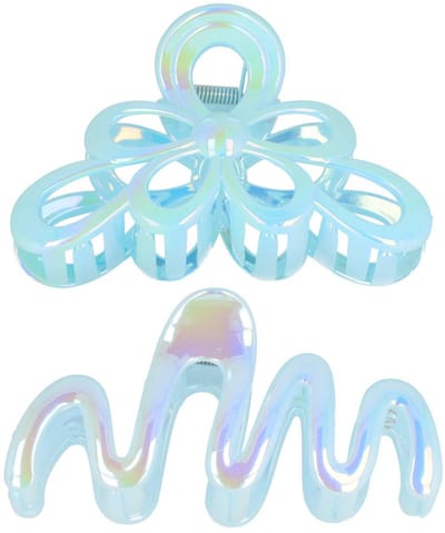 Haarsoires Haarspeld Haarklemmen 11cm – XL Bloem Krul Vorm – Blauw – Set van 2 - Haarclip Klem - Hair Claw - voor Opsteken Haar - Hair Clip - Decoratieve Haaraccessoire