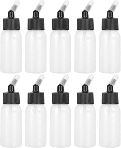 Set van 10 Transparante Airbrush Flessen van 30ml - Corrosiebestendige Pigmentcontainers voor Dubbelwerkende Sproeigun en Schilderprojecten