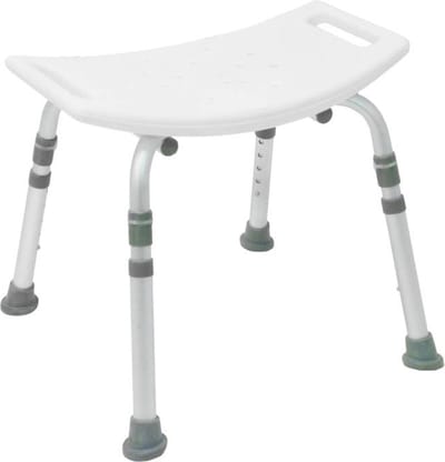 Douchekruk Duro KD - Zithoogte verstelbaar - Met anti-slip doppen - Belastbaar tot 130 kg - Douchezitje zonder rugleuning - Wit