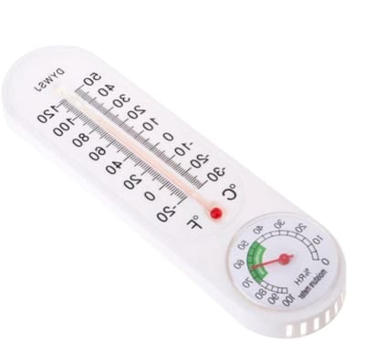 Buitenthermometer Analoog - Temperatuurmeter Buiten - Tuin Klimaat - Roestvrijstalen Behuizing - 26.4 cm Lengte - Zilver