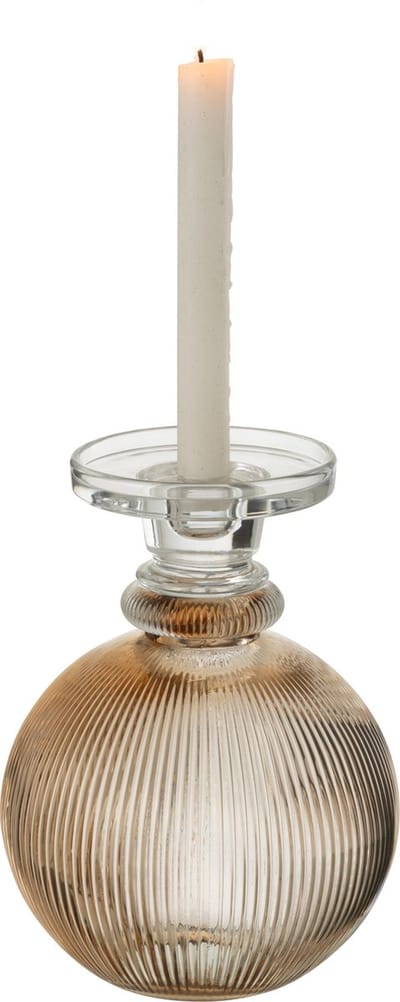 J-Line kandelaar/vaas Malik Rond - glas - taupe/transparant