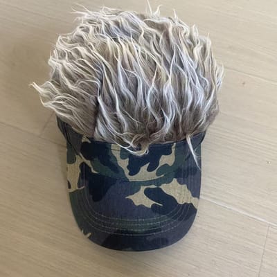 Streetwear Casual Camouflage Vizierhoed Mannen Vrouwen Verstelbare Zon Zonneklep Hip Hop Baseballpet Met Stekelige Haren Pruiken Hoed Adjustable black