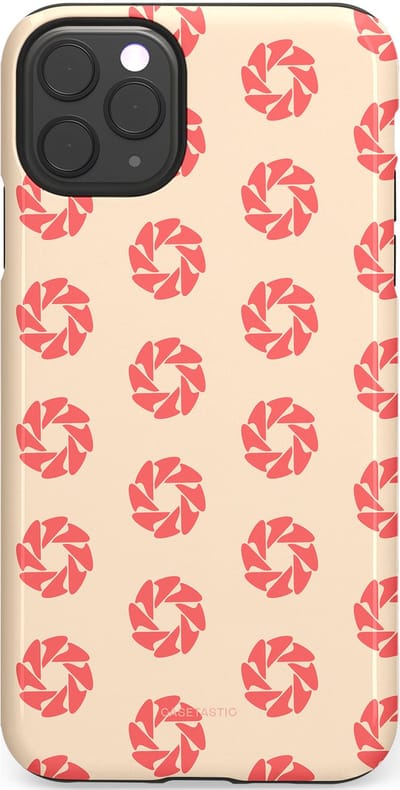 Casetastic hoesje geschikt voor Apple iPhone 11 Pro Max - Dubbellaagse bescherming - Peach Bloem Cirkels - Fashion Case - Crème Koraal Perzik