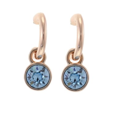 Behave - Rondvorm bronskleurige oorknoppen met blauw kristal