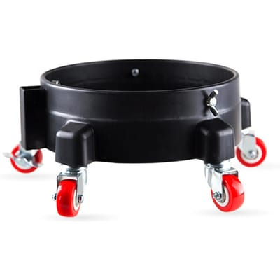 Rolbak Dolly voor Autowassen, Zware Kunststof Vatenwagen Emmer Dolly met 5 Zwenkwielen zwart