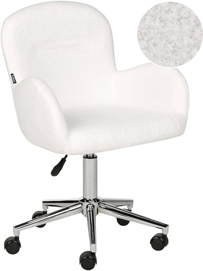 PRIDDY - Bureaustoel - Gebroken wit - Bouclé