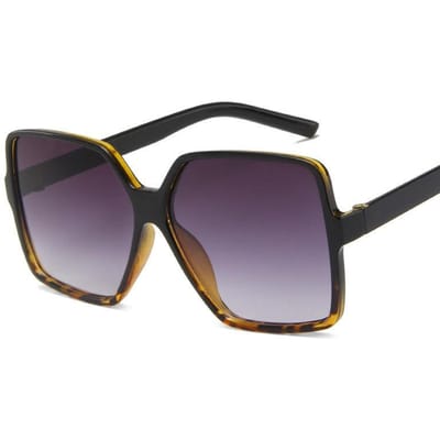 Mode Klassieke Oversize Zonnebril Vrouwen Vierkante Bril Rijden Outdoor Gradiënt Reizen Spiegel Zonnebril Plastic Frame Uv400 Black Leopard