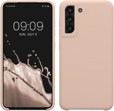 kwmobile telefoonhoesje geschikt voor Samsung Galaxy S21 FE - Hoesje met siliconen coating - Smartphone case in kokosmelk