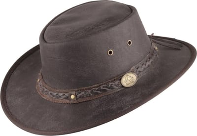Lederen hoed Springbrook bruin, S