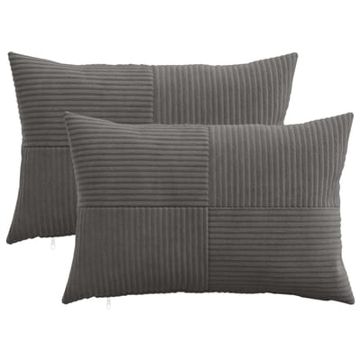 vidaXL - Kussensloop - 2 - pcs - ALMELO - Donkergrijs - 50 - x - 75 - cm - corduroy