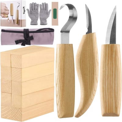 Houtsnijset Beginners - Houtsnijgereedschap - Creatief Houtsnijden - Complete Set - 10 Houtblokken - Niet gespecificeerd