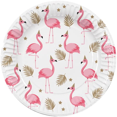 Boland - Set 10 papieren bordjes Flamingo - Flamingo - Zomer - Verjaardag - Kinderfeestje - Tuinfeest - BBQ