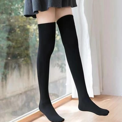 1 Paire De Bas Épais Rayés Noir Et Blanc Style Collège Jk Pour Filles Trois Rayures Mi-Mollet Bas D'étudiante Dame One Size black