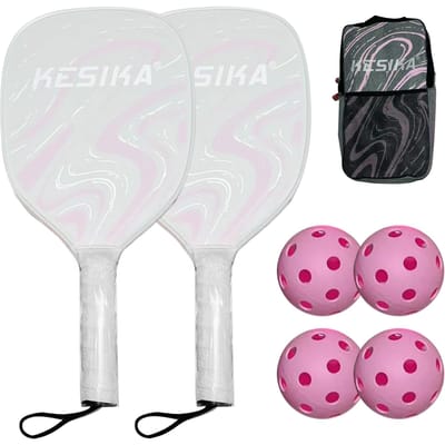 Set de Raquettes de Pickleball Pickleball Paddle Set de 2 Raquettes et 4 Balles de Pickleball Pickle-Ball rose