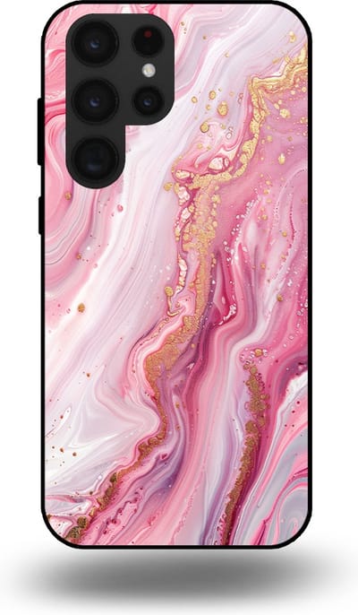 Smartphonica Telefoonhoesje geschikt voor Samsung Galaxy S22 Ultra met marmer opdruk - TPU backcover case marble design - Roze geschikt voor Samsung Galaxy S22 Ultra