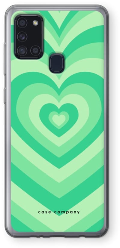 Case Company® - Hoesje geschikt voor Samsung Galaxy A21s hoesje - Hart Groen - Soft Cover Telefoonhoesje - Bescherming aan alle Kanten en Schermrand