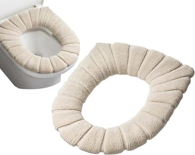 Toiletzitting Hoezen - Badkamer Set - Warmte Comfort - Wasbaar Herbruikbaar - Universele Pasvorm - Beige