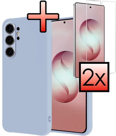 Hoesje - Met 2x Screenprotector - Geschikt voor Samsung Galaxy S26 Ultra - Sterk & Shockproof - Back Cover - Siliconen Case - Telefoon Hoes - Lichtblauw
