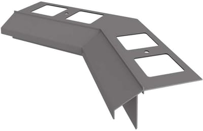 Renoplast® Aluminium Binnenhoek 135° Voor Dakrandprofiel K100R Grijs - Afwerking Van Terrassen En Balkons - Tegelvloeren Op Lijmmortel - Waterafvoersystemen Hoekprofiel - Poedergecoat