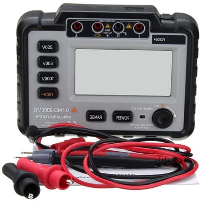 Isolatiemeter - Megger Tester - Elektrische Metingen - Groot LCD Display - 250/500/1000V - Wit