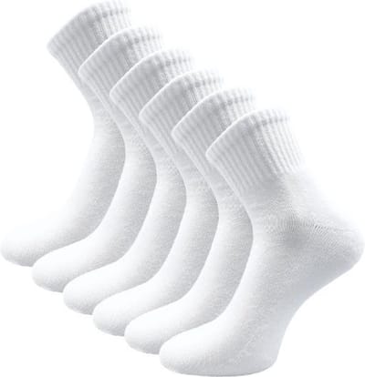 6 paar Badstof Quarter Sneakersokken - SQOTTON® - Wit - Maat 35-38