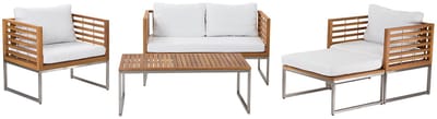 BERMUDA - Loungeset voor 4 - Gebroken wit - Acaciahout