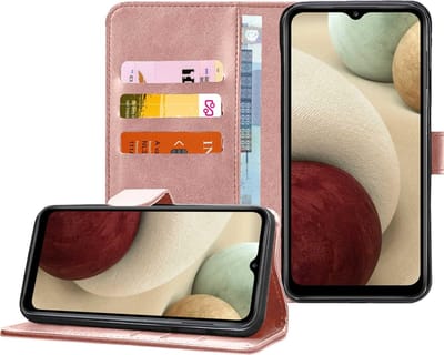 Hoesje geschikt voor Samsung Galaxy A12 - Book Case Portemonnee Hoesje Roségoud