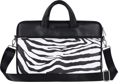 Luxe Laptophoes 13.3 Inch DG - Laptoptas met Schouderriem - Voor Dames & Heren - Laptop Sleeve met Handvat - Zebra Zwart