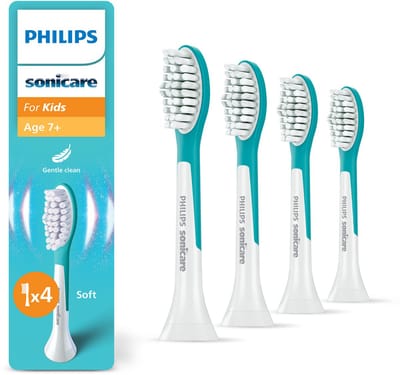 Philips Sonicare For Kids – Opzetborstels voor Elektrische Kindertandenborstel tot 7-11 jaar – Kind - Wit – Verpakking van 4 - HX6044/90